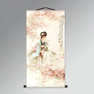 红楼梦金陵十二钗人物丝绸卷轴挂画林黛玉仕女茶楼酒店包厢装饰画