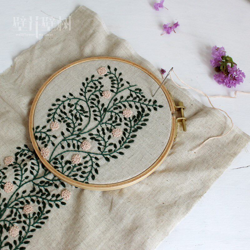 壁花壁树【常春藤ivy】欧式刺绣材料包棉麻刺绣DIY装饰画非成品