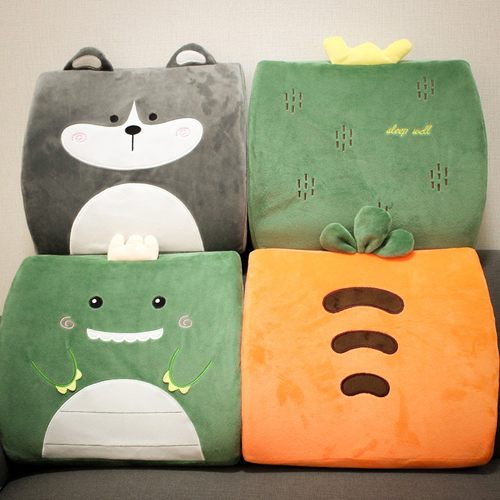 卡通办公室靠背腰靠垫记忆棉可拆洗毛绒床头枕头抱枕汽车教室椅子