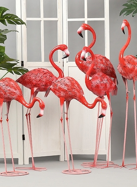 婚庆道具铁艺火烈鸟摆件 商场橱窗美陈露台花园布置 森系婚礼装饰