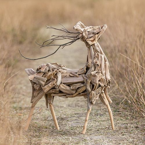 户外木质招财大型鹿摆件家居装饰品庭院花园草坪布置景观动物造景