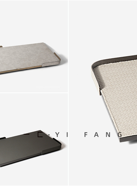 一匚现代简约轻奢编织纹皮革托盘 售楼部茶几卧室餐厅桌面摆件