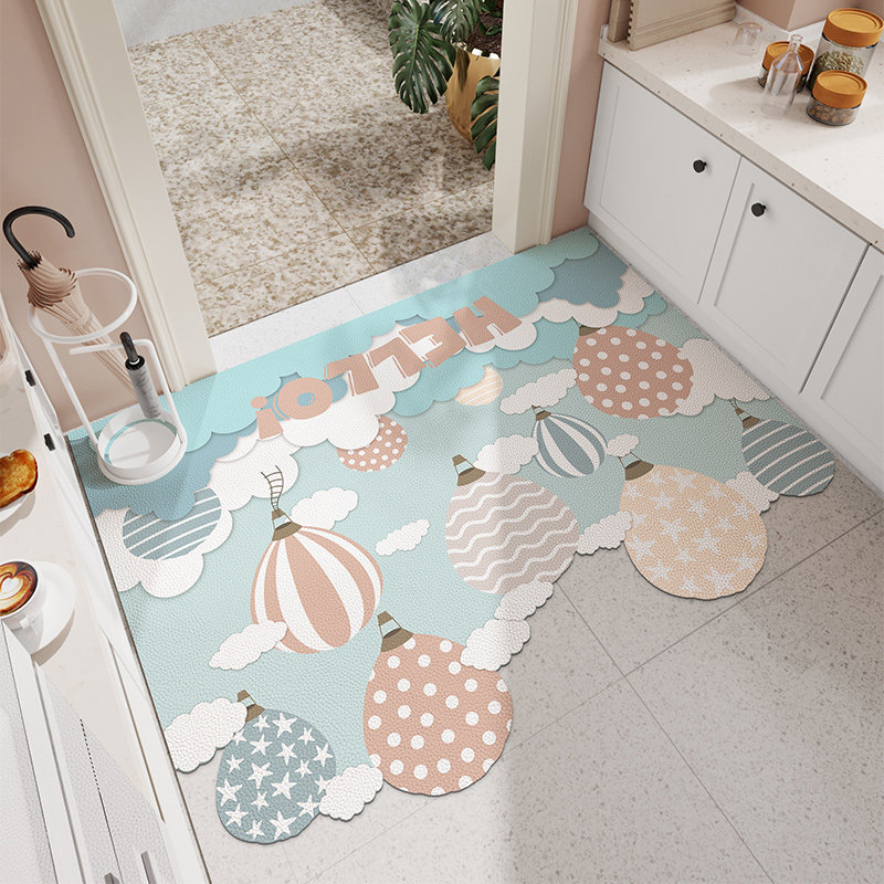 pvc免洗网红地板垫儿童房入户进门厨房2022新款可擦洗入门户地垫