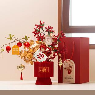 226春节年宵花抱抱桶过年马装饰乔新居花束新HL0550A迁年0礼品福