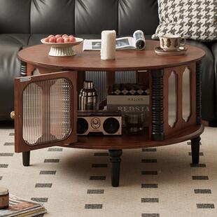 式实复古达尔茶几木奢见详情小户型客厅家法用轻高级感美式中古风