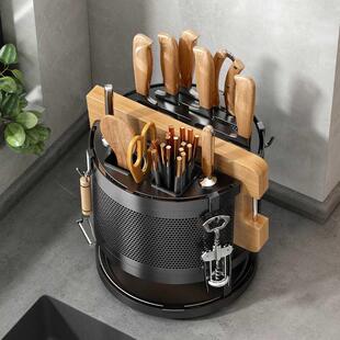 厨房旋架转刀架置物架菜刀子F87MSJ9T笼砧板一体多功能纳子刀具筷