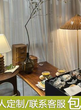 黑DYU胡桃木大板茶白蜡木阳台桌桌茶桌客悬书浮桌工厅作泡茶桌中