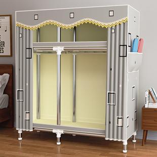 简衣柜家用卧室衣柜钢管加粗加厚固结出实耐用组易装衣布橱QME健