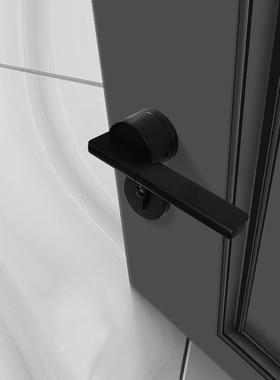 哑黑北欧门把手约帕室内机械门锁卧室书房办F31-L01公室戈木门58