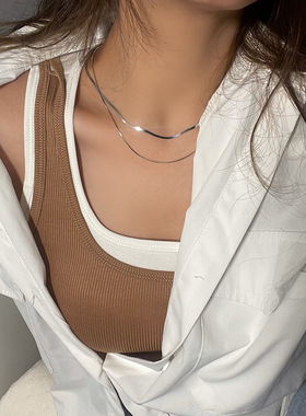 新品前10名免单，咨询客服s925纯银双层叠戴蛇骨项链女2026年新款