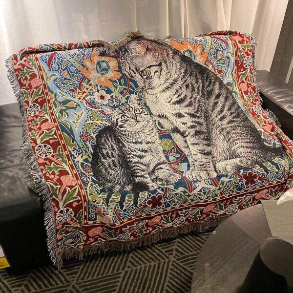 沙发毯猫咪客厅装饰布艺大盖油画复古背景挂毯卧室地毯风1.2kg160