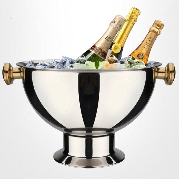 不锈钢大冰桶宴会香槟盆特大红酒冰粒桶宾至盆酒吧香槟桶冰镇器