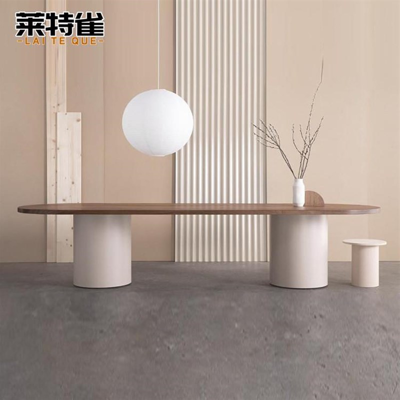 北欧实木办公g桌简约现代长桌椭圆形会议桌创意个性餐桌圆桌洽谈
