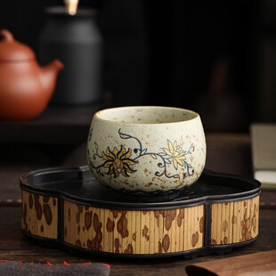 陶瓷青花火c石红茶杯主人杯高档陶瓷茶杯单杯个人专用大容量品茗