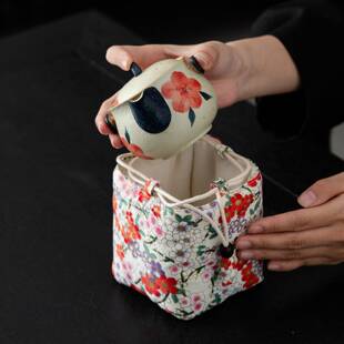 复古青花火泡石手绘旅行装茶具套便58426携式茶一壶二杯户外露营