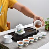 茶茶具12209整套装 特价 夫茶具杯陶瓷茶杯家功用白瓷套青花瓷盖碗