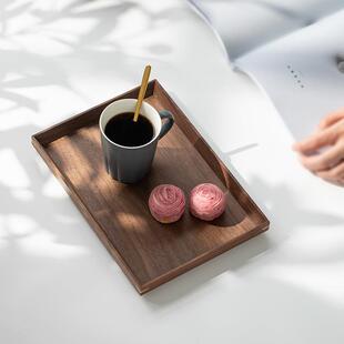黑桃木质托盘方日式实木长形茶盘DFN家用木点心盘客胡厅咖啡