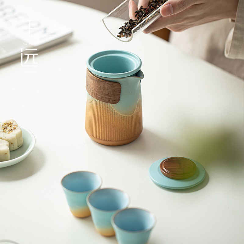 旅行茶具便携式收纳包户外露营随身快客杯刻字logo商务礼品送客户