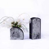 现简约金属皮革马毛扁形花器花花艺桌面创意摆件酒店样板间