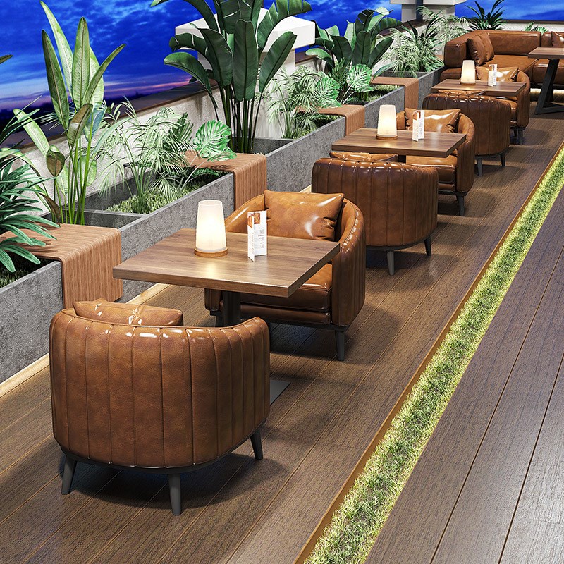 复古酒吧卡座沙发UL型小酒馆包厢包间靠墙转角清吧餐吧餐厅餐桌椅