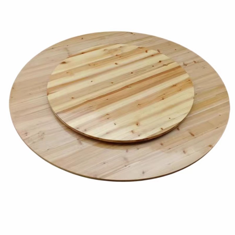 7T10人15人20人家用酒店杉木折叠大圆桌木转盘圆形实木餐桌木质转