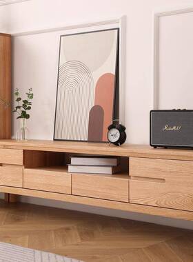 视式北欧风全木电实视柜红橡木电机柜黑胡桃木色地柜简约日IPQ小