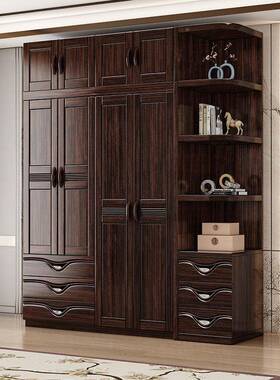 中式紫新金檀木全实木衣柜置家用物卧室平开71561门储柜大容量衣