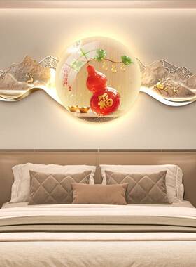 室现代轻奢灯画背有靠山卧饰画新装中式大DK3-S1气山水高级挂感画