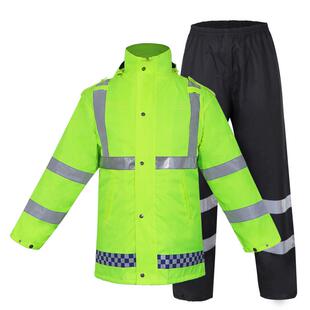 荧光执绿反光941棉衣勤加夜厚可脱卸棉衣印字反条便携光骑行安防