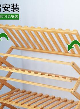 竹三纳层折叠架简约置物架折道叠小型鞋鞋柜收多层92887楼门口