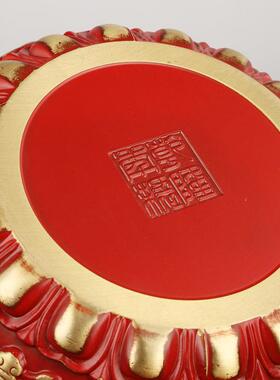 八黄铜盆聚宝盆摆件宝聚宝八福聚宝盆彩260绘红色聚蓝色宝盆家居