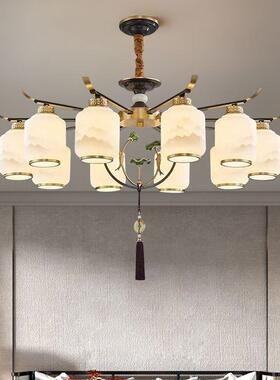 新餐款多632新中式复古铁艺吊灯色可卧调10盏灯中国风厅吊灯客厅