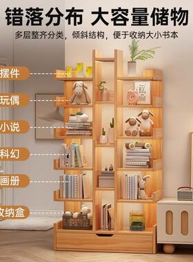 简易书架落地卧室置物架靠墙收纳架窄XRY厅办公展客边示架桌储物