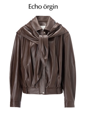 EO设计师品牌翻领真皮皮衣超软夹克披肩秋冬新款羊皮外套|两件套