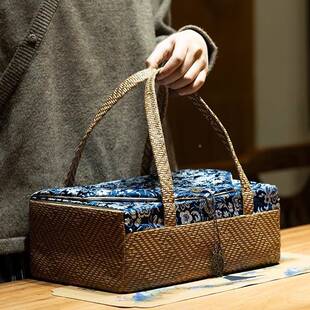 户外旅家行茶21428具大容量藤编布艺用收纳包布袋携式加便厚防震