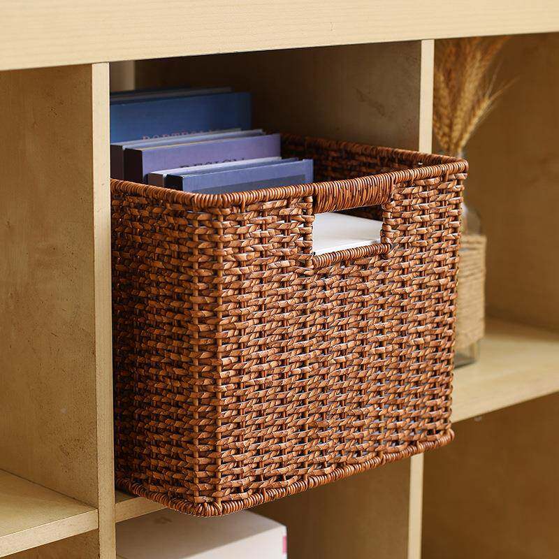 仿编织收纳盒视K003039客厅整篮电柜格子书柜藤储物理筐衣柜抽屉