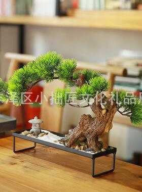 禅意假枯树设山XM191201水小型造盆景装饰摆新中式仿真迎客松微景