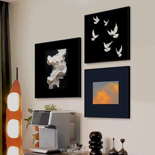 抽白象餐厅挂画简约现代高级HLT-530沙发背景壁画复古墙艺术花黑