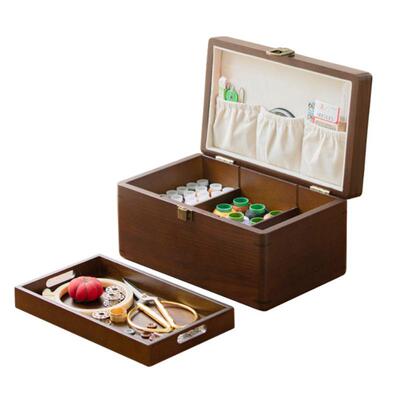 y家用针线盒刺tb-61618绣手工di缝纫工具套装针线收纳木盒礼实嫁