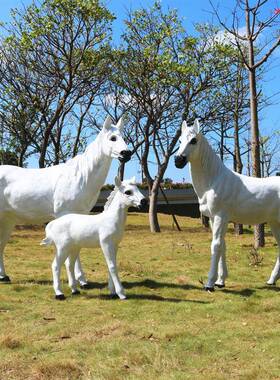户外仿真马动物雕塑件玻摆璃钢园林观模马型幼儿园售楼景部美陈装