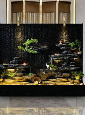 别大财型假山流水喷泉幕墙水屏风墅庭院酒店XNR会所别墅招景观摆