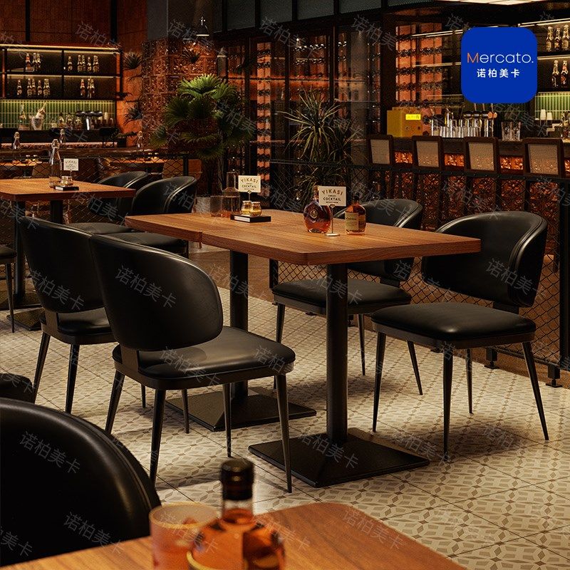 复古酒馆桌椅组合音乐q餐吧酒吧清吧商用咖啡厅网红西餐厅桌子椅