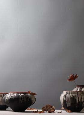 手绘水墨瓷花瓶样板房书QRB房创意插花装陶花饰品博古架干花器摆