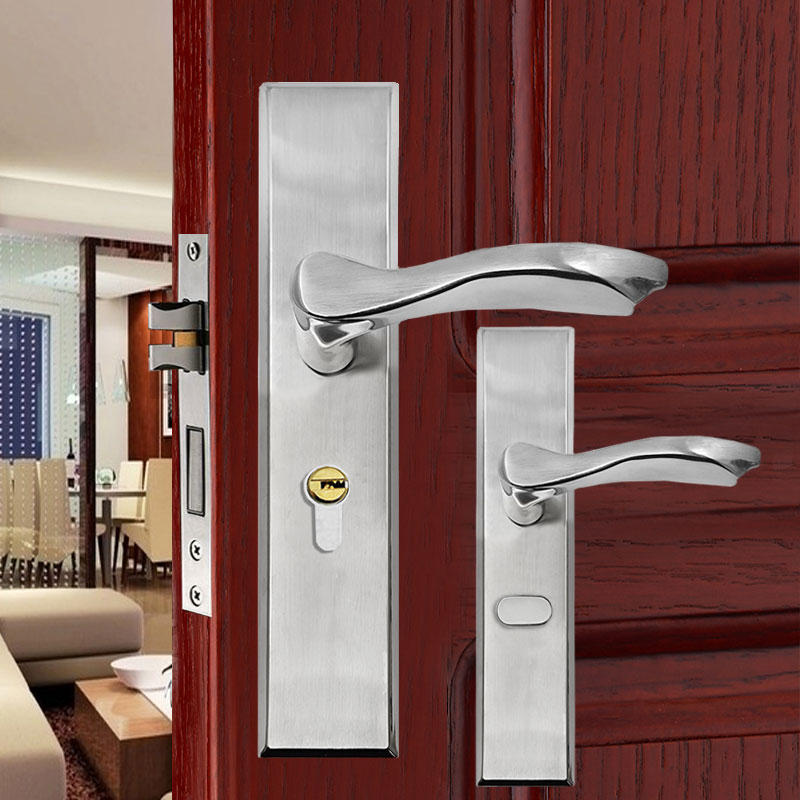 永佳福卧室可调门锁不锈钢静音z锁具免改孔房间木门锁把手通用型