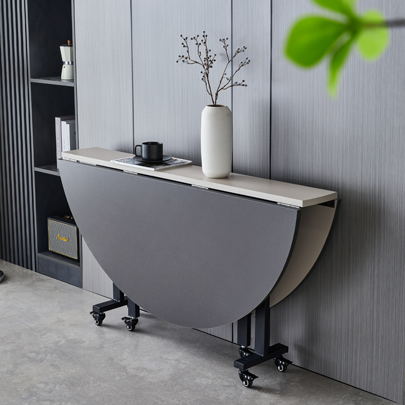 折叠桌折叠圆桌j圆形餐桌家用多功能小户型吃饭桌子转盘移动大圆