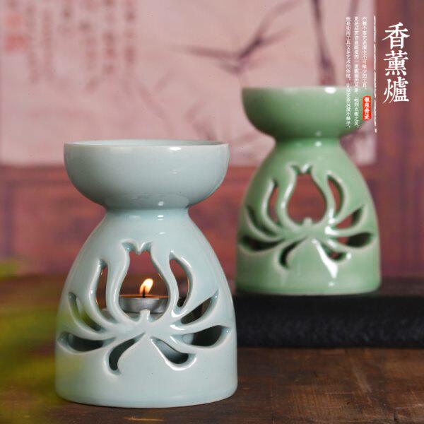 龙泉青瓷蜡烛香薰炉加热精油灯美容院家用室内大号助眠熏陶瓷香炉