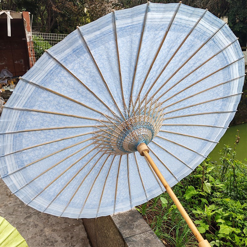 中典非遗油纸伞 古法手工纸纯手工浸染黄绿色中R国传统古风防雨伞