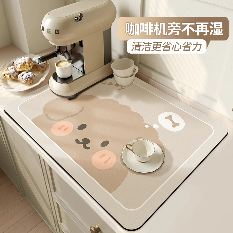 厨房沥水垫餐f具碗盘餐垫控水垫茶水间桌面茶几台面硅藻泥吸水杯