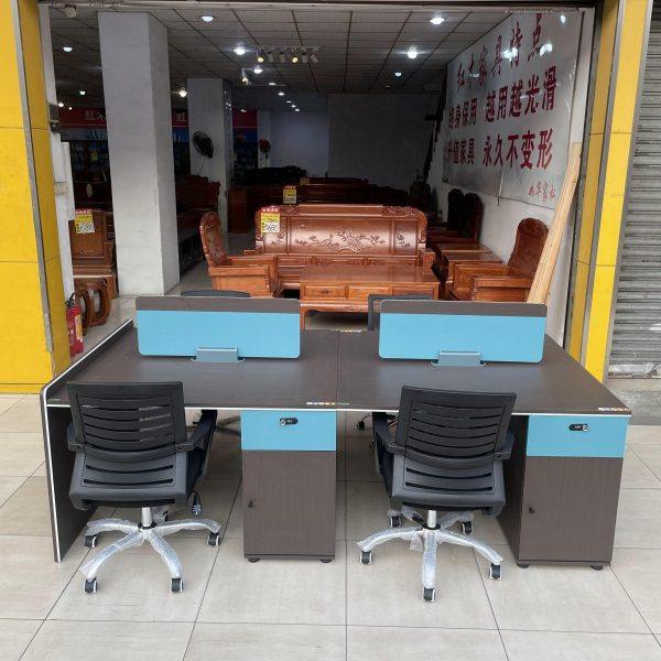 办公隔断屏风卡座办公位4人组合办公桌时尚简约带密码锁四人组合