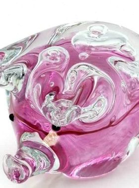 精品粉红小猪琉璃摆件工艺品小粉猪书柜装饰纳福温居馈赠礼品儿童